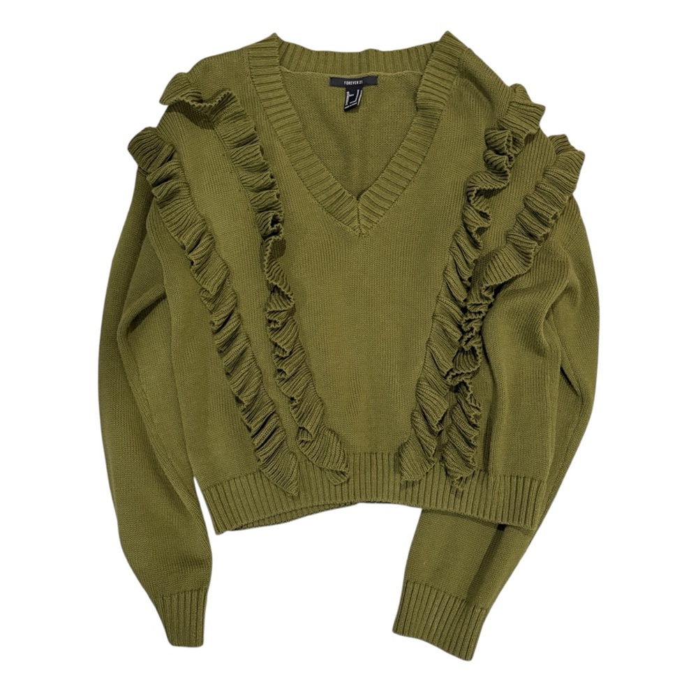 Forever 21 Green Ruffle Sweater - Picture 3 of 11